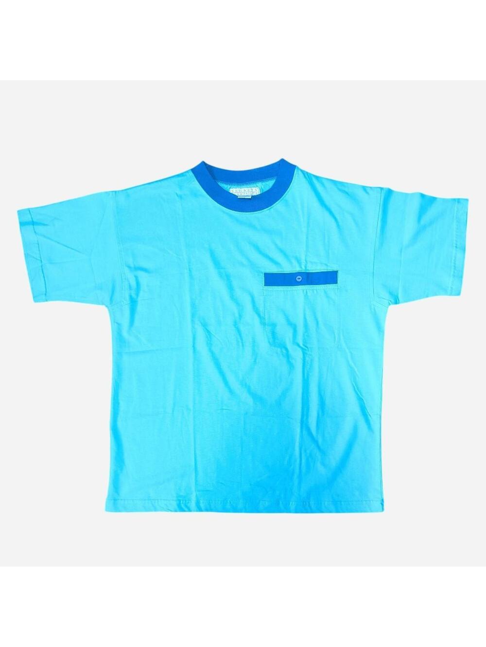 Vintage 1990s Secrets Sun Prints Turquoise Pocket T Shirt